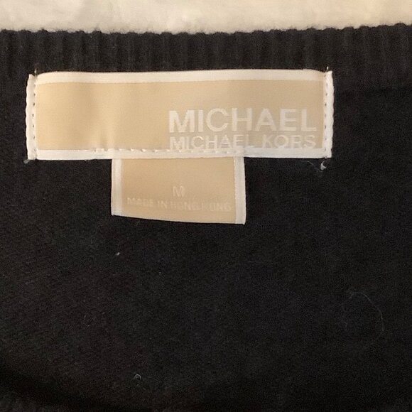 Michael Kors Women Medium Black Cardigan Sweater Beaded Floral Angora Cashmere - Picture 4 of 10